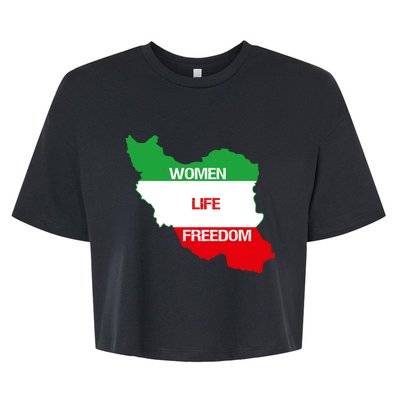 WOMEN LIFE FREEDOM, Cute Iranian Flag Women Of Iran Bella+Canvas Jersey Crop Tee