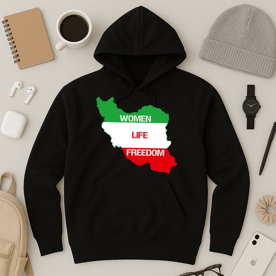 WOMEN LIFE FREEDOM, Cute Iranian Flag Women Of Iran Hoodie