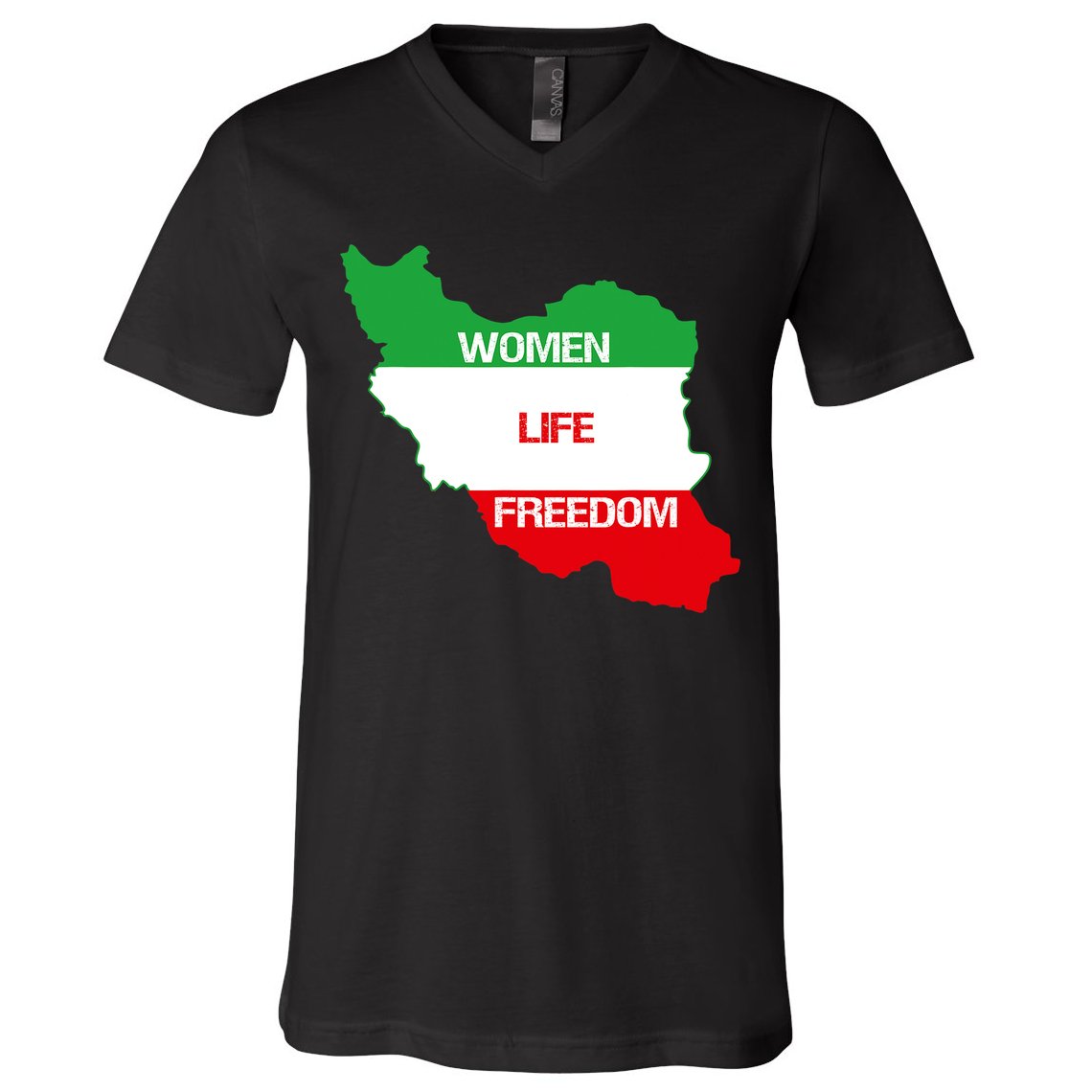 WOMEN LIFE FREEDOM, Cute Iranian Flag Women Of Iran V-Neck T-Shirt