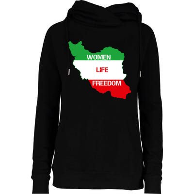 WOMEN LIFE FREEDOM, Cute Iranian Flag Women Of Iran Womens Funnel Neck Pullover Hood