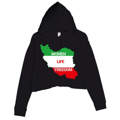 WOMEN LIFE FREEDOM, Cute Iranian Flag Women Of Iran Crop Fleece Hoodie