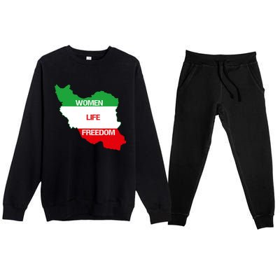 WOMEN LIFE FREEDOM, Cute Iranian Flag Women Of Iran Premium Crewneck Sweatsuit Set