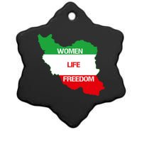 WOMEN LIFE FREEDOM, Cute Iranian Flag Women Of Iran Ceramic Star Ornament