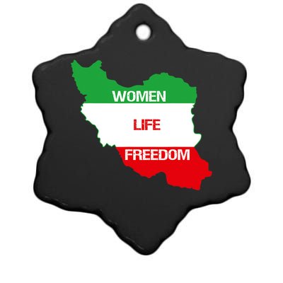 WOMEN LIFE FREEDOM, Cute Iranian Flag Women Of Iran Ceramic Star Ornament