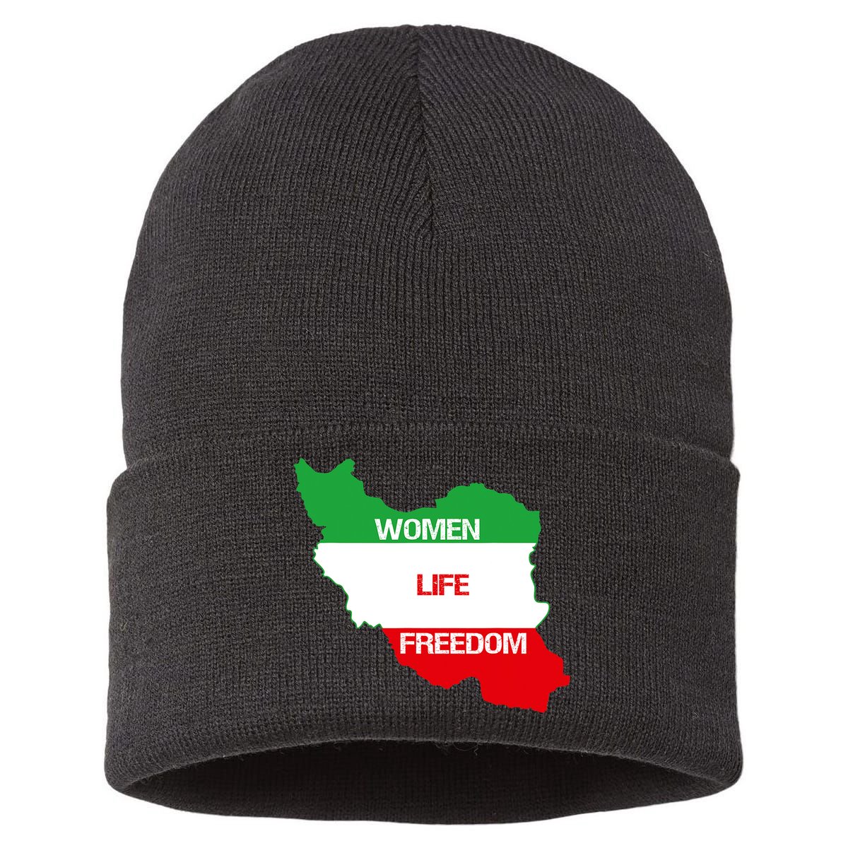 WOMEN LIFE FREEDOM, Cute Iranian Flag Women Of Iran Sustainable Knit Beanie