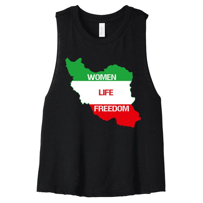 WOMEN LIFE FREEDOM, Cute Iranian Flag Women Of Iran Women's Racerback Cropped Tank