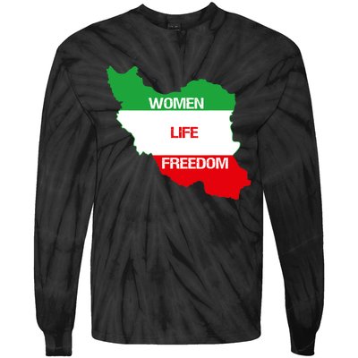 WOMEN LIFE FREEDOM, Cute Iranian Flag Women Of Iran Tie-Dye Long Sleeve Shirt