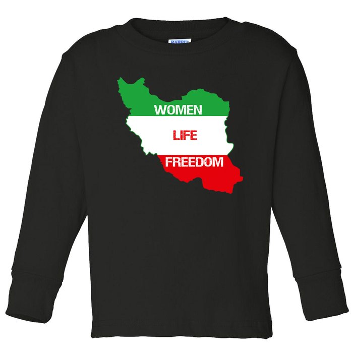 WOMEN LIFE FREEDOM, Cute Iranian Flag Women Of Iran Toddler Long Sleeve Shirt