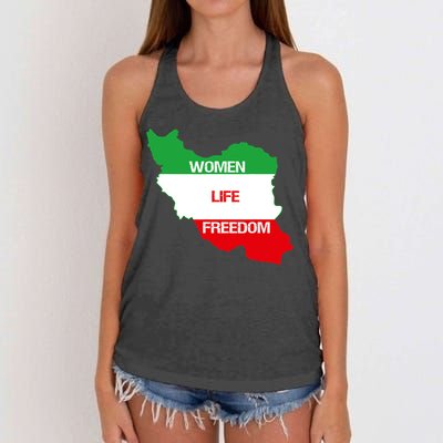 WOMEN LIFE FREEDOM, Cute Iranian Flag Women Of Iran Women's Knotted Racerback Tank