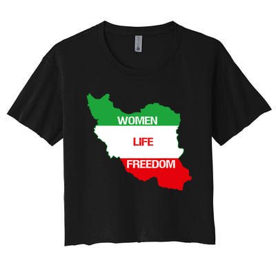 WOMEN LIFE FREEDOM, Cute Iranian Flag Women Of Iran Women's Crop Top Tee