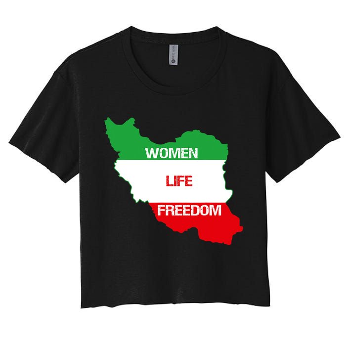 WOMEN LIFE FREEDOM, Cute Iranian Flag Women Of Iran Women's Crop Top Tee