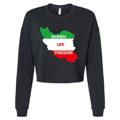 WOMEN LIFE FREEDOM, Cute Iranian Flag Women Of Iran Cropped Pullover Crew