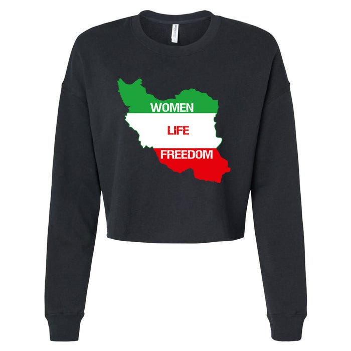 WOMEN LIFE FREEDOM, Cute Iranian Flag Women Of Iran Cropped Pullover Crew