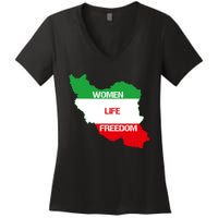 WOMEN LIFE FREEDOM, Cute Iranian Flag Women Of Iran Women's V-Neck T-Shirt