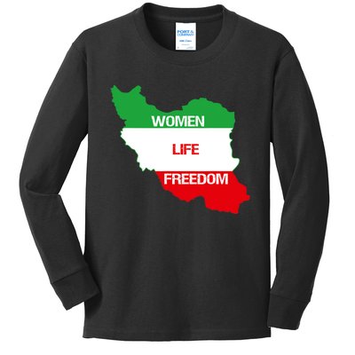 WOMEN LIFE FREEDOM, Cute Iranian Flag Women Of Iran Kids Long Sleeve Shirt