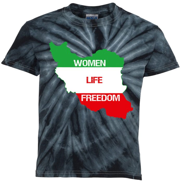 WOMEN LIFE FREEDOM, Cute Iranian Flag Women Of Iran Kids Tie-Dye T-Shirt