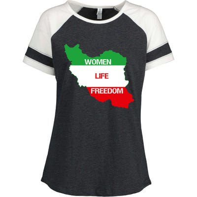 WOMEN LIFE FREEDOM, Cute Iranian Flag Women Of Iran Enza Ladies Jersey Colorblock Tee