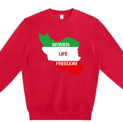 WOMEN LIFE FREEDOM, Cute Iranian Flag Women Of Iran Premium Crewneck Sweatshirt