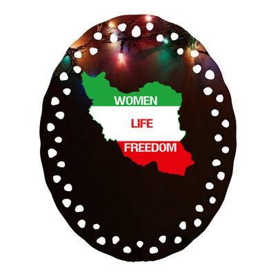 WOMEN LIFE FREEDOM, Cute Iranian Flag Women Of Iran Ceramic Oval Ornament