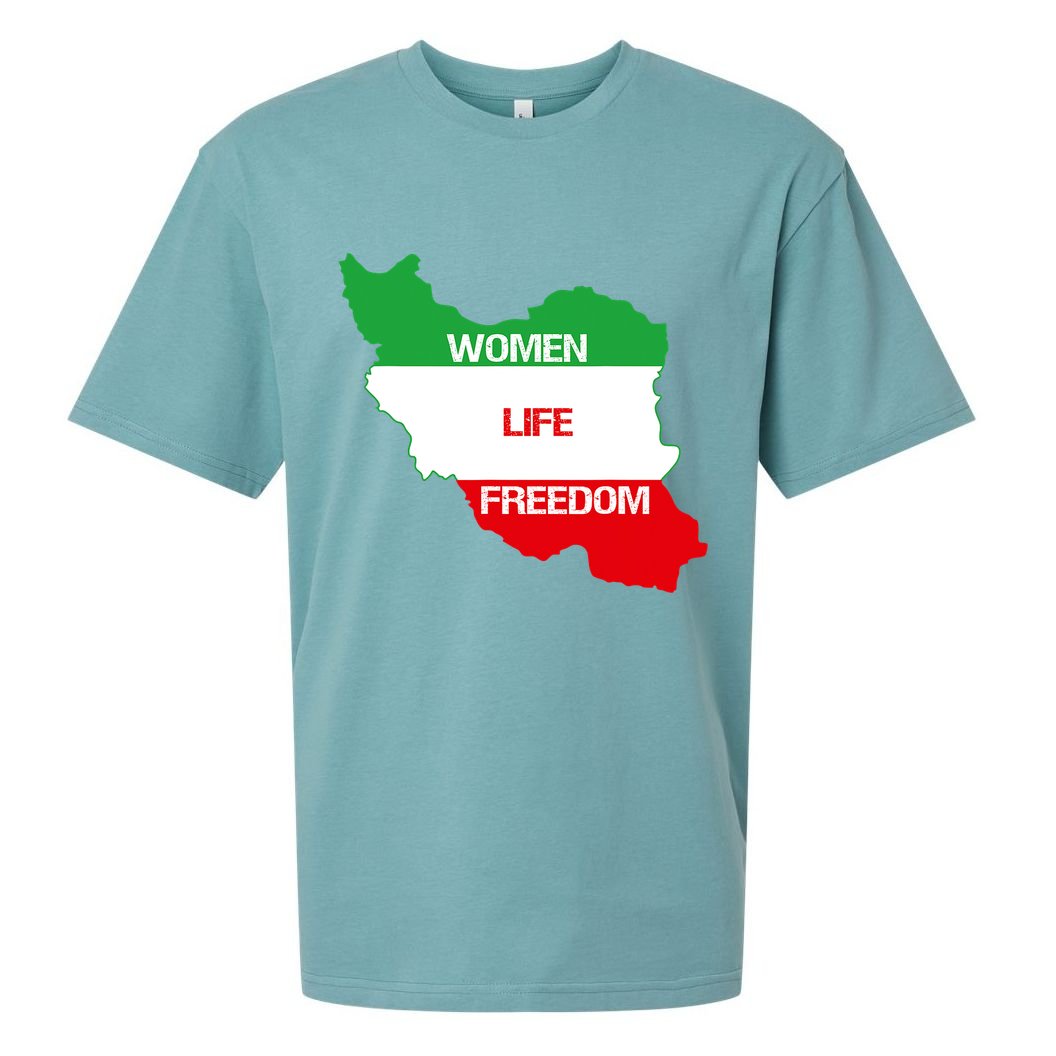 WOMEN LIFE FREEDOM, Cute Iranian Flag Women Of Iran Sueded Cloud Jersey T-Shirt