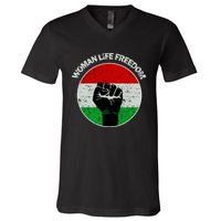 Woman Life Freedom Iran, Rise With Women Of Iran V-Neck T-Shirt