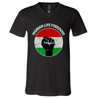 Woman Life Freedom Iran, Rise With Women Of Iran V-Neck T-Shirt