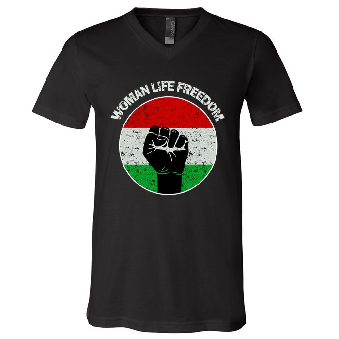 Woman Life Freedom Iran, Rise With Women Of Iran V-Neck T-Shirt