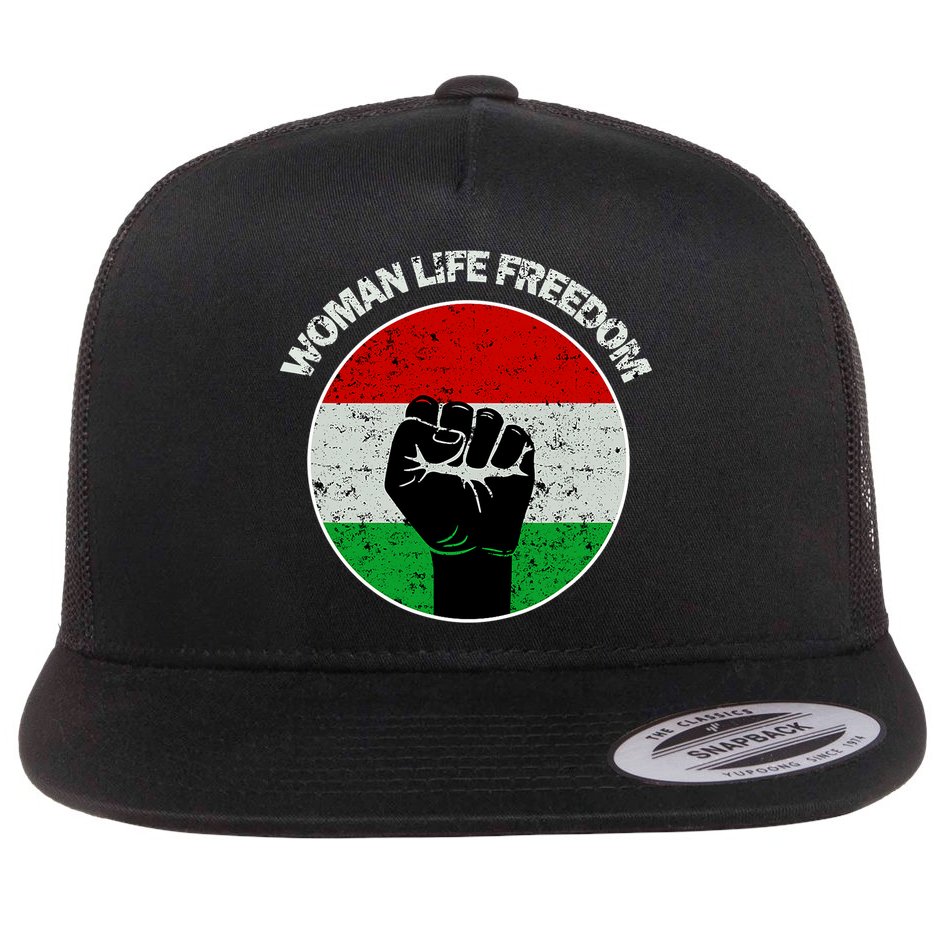 Woman Life Freedom Iran, Rise With Women Of Iran Flat Bill Trucker Hat