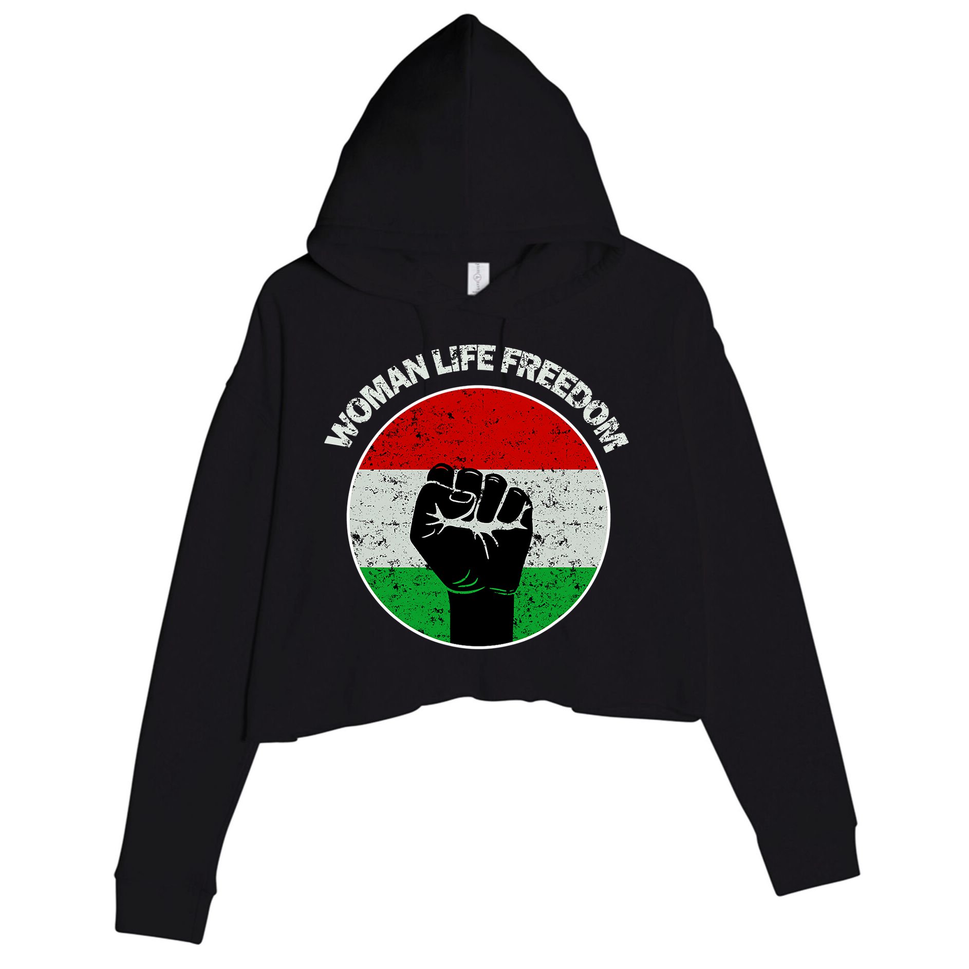 Woman Life Freedom Iran, Rise With Women Of Iran Crop Fleece Hoodie
