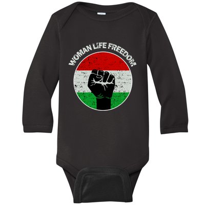 Woman Life Freedom Iran, Rise With Women Of Iran Baby Long Sleeve Bodysuit