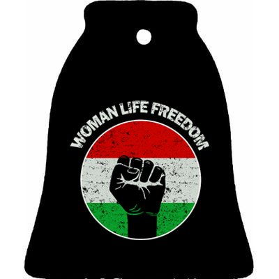 Woman Life Freedom Iran, Rise With Women Of Iran Ceramic Bell Ornament