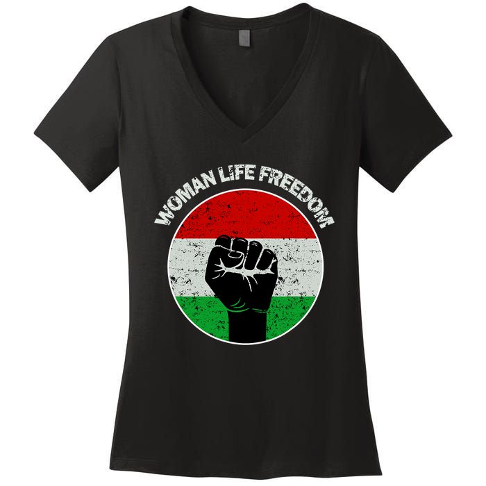 Woman Life Freedom Iran, Rise With Women Of Iran Women's V-Neck T-Shirt