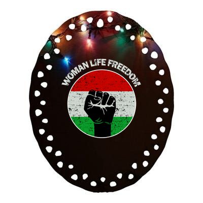 Woman Life Freedom Iran, Rise With Women Of Iran Ceramic Oval Ornament