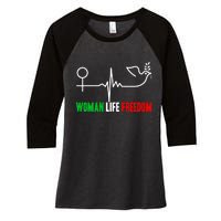 Woman Life Freedom Zan Zendegi Azadi  Life Freedom Women's Tri-Blend 3/4-Sleeve Raglan Shirt