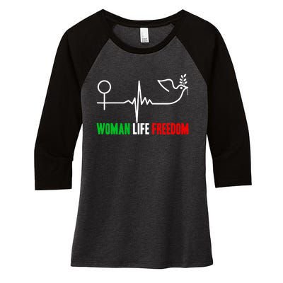 Woman Life Freedom Zan Zendegi Azadi  Life Freedom Women's Tri-Blend 3/4-Sleeve Raglan Shirt