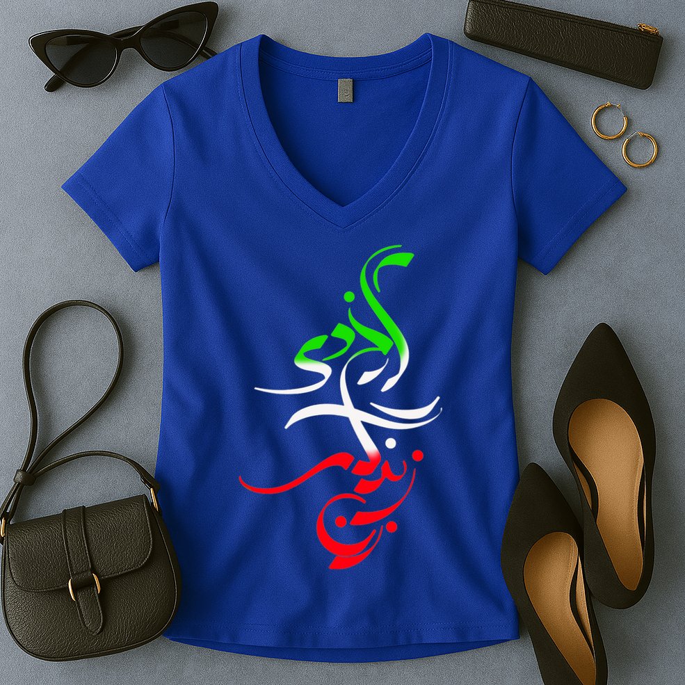 Woman Life Freedom Zan Zendegi Azadi Iran Womens Women's V-Neck T-Shirt