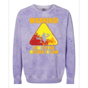 Warning Low Flying Mother In Law Funny Witch Halloween Colorblast Crewneck Sweatshirt