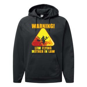 Warning Low Flying Mother In Law Funny Witch Halloween Performance Fleece Hoodie