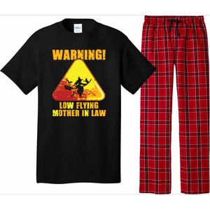 Warning Low Flying Mother In Law Funny Witch Halloween Pajama Set