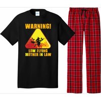 Warning Low Flying Mother In Law Funny Witch Halloween Pajama Set