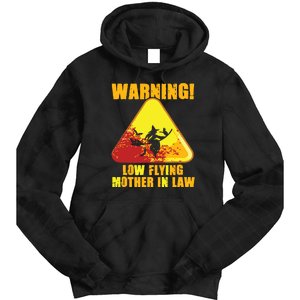 Warning Low Flying Mother In Law Funny Witch Halloween Tie Dye Hoodie