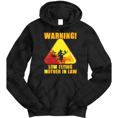 Warning Low Flying Mother In Law Funny Witch Halloween Tie Dye Hoodie