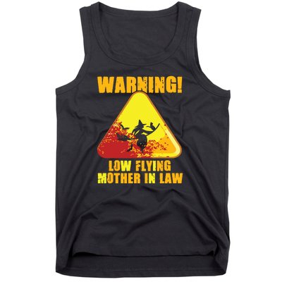 Warning Low Flying Mother In Law Funny Witch Halloween Tank Top