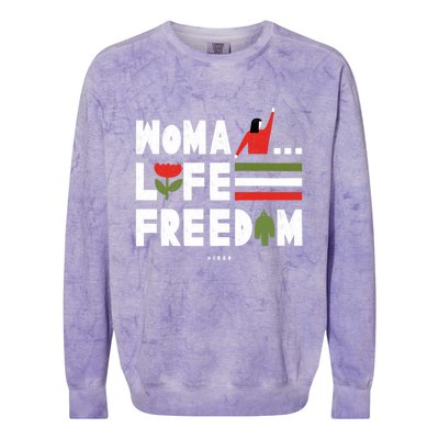 Woman Life Freedom Colorblast Crewneck Sweatshirt