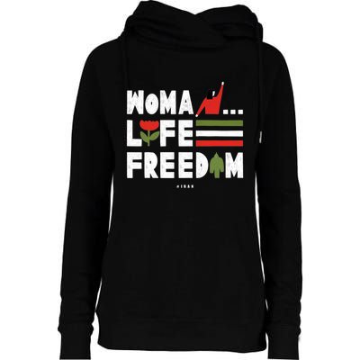 Woman Life Freedom Womens Funnel Neck Pullover Hood