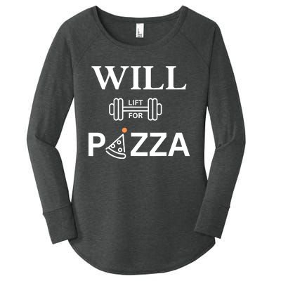 Will Lift For Pizza, Funny Exercise, Funny Fitness Women's Perfect Tri Tunic Long Sleeve Shirt