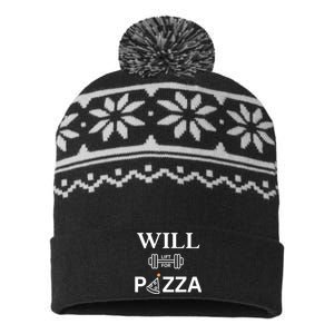 Will Lift For Pizza, Funny Exercise, Funny Fitness USA-Made Snowflake Beanie