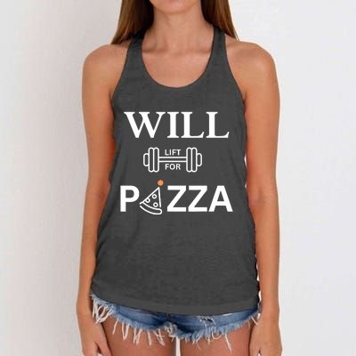 Will Lift For Pizza, Funny Exercise, Funny Fitness Women's Knotted Racerback Tank