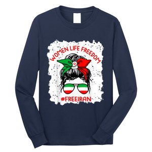 Wo Life Freedom Free Iran Cute Iranian Messy Bun Lover Long Sleeve Shirt