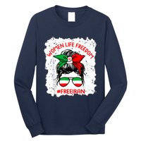 Wo Life Freedom Free Iran Cute Iranian Messy Bun Lover Long Sleeve Shirt